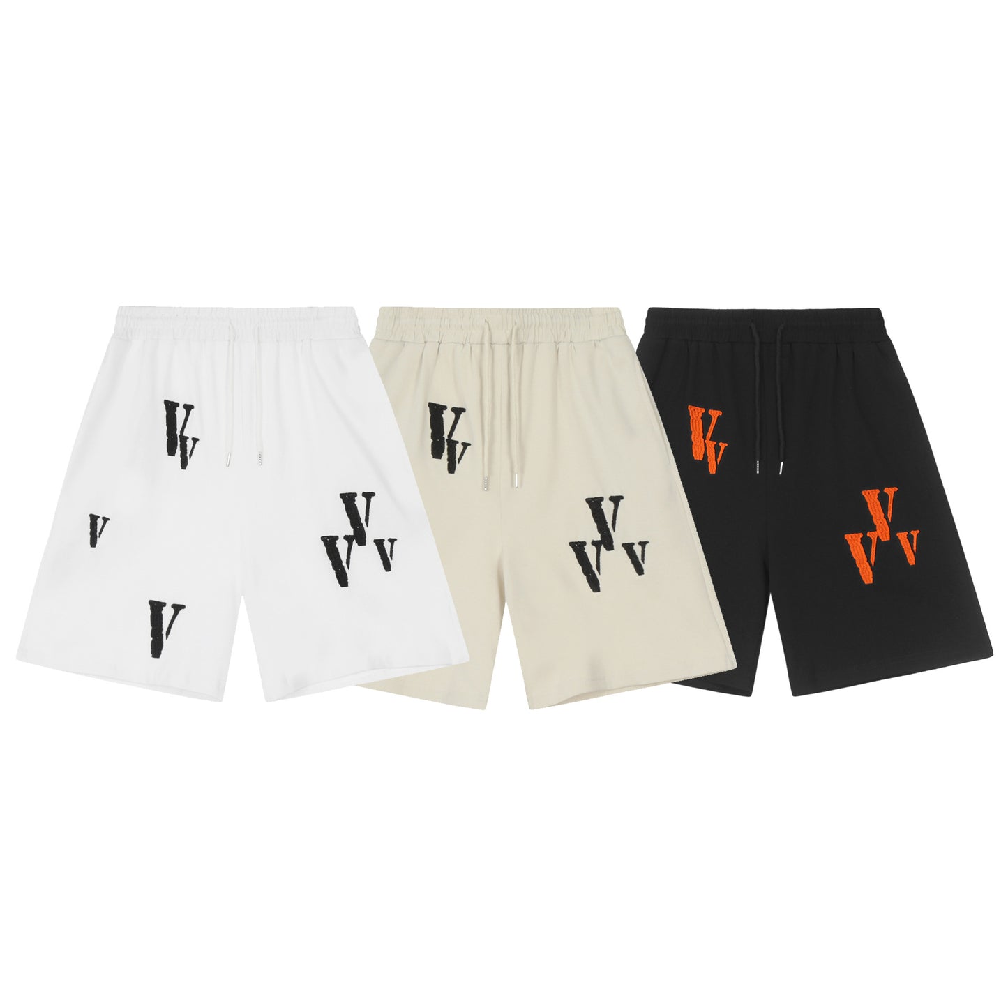 VLONE Black/White/Beige Cotton Shorts