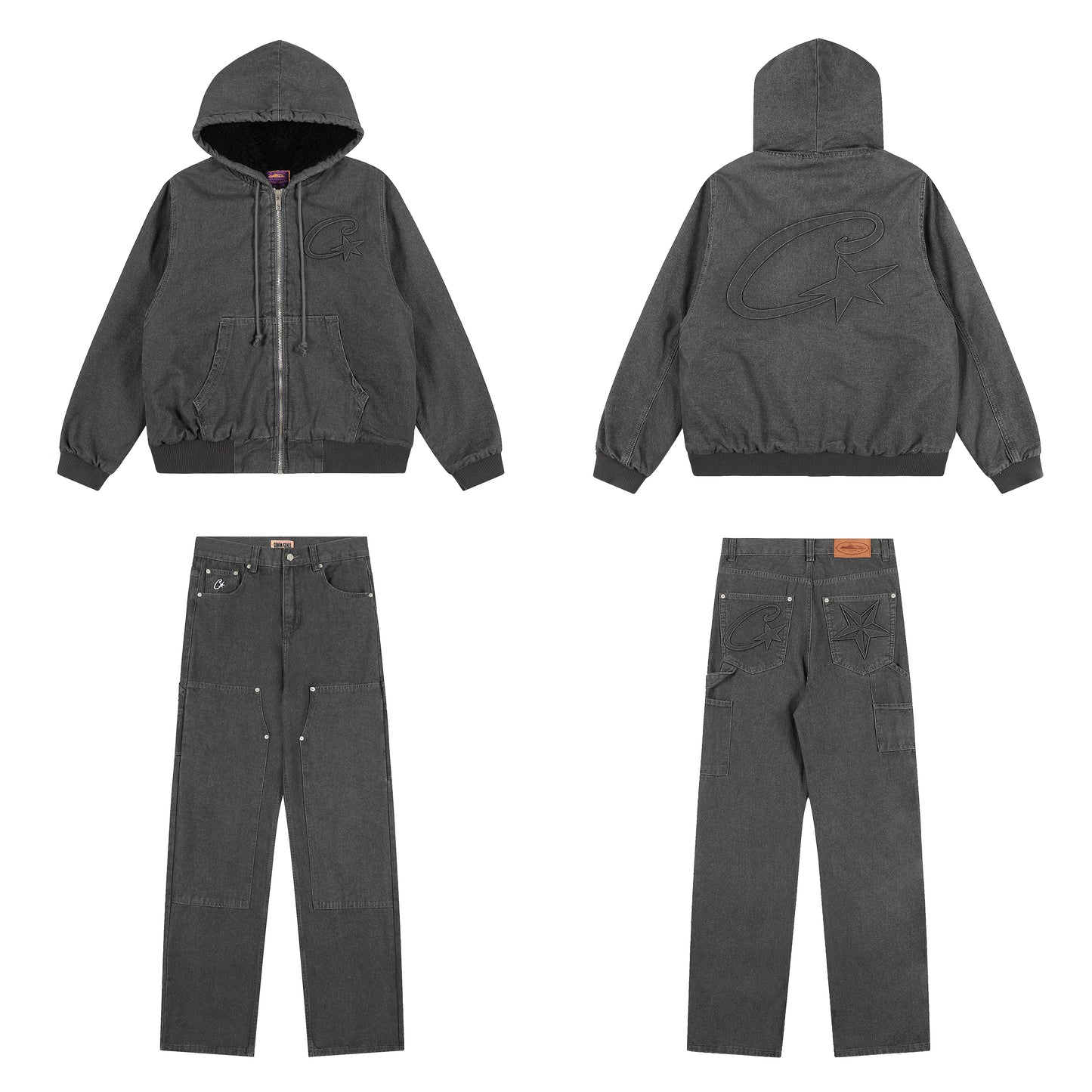 Corteiz Denim Hooded Jacket Set